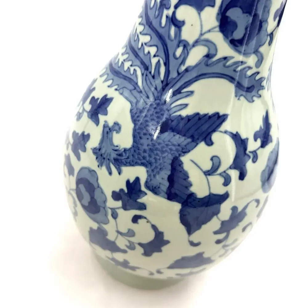 China Blue Fine Porcelain for Seymour Mann Asian Dragon Floral Vase 15.5